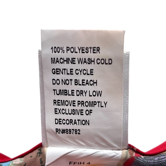 Natori Dynasty Print Satin Gown Caftan Red Trim Medium Hem Slits EUC - Picture 9 of 9